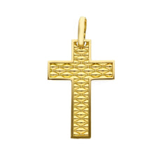 Load image into Gallery viewer, Solid 18k yellow gold flat cross with shiny square  in the center made in Italy
