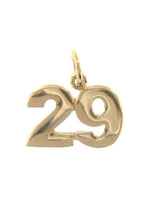 Load image into Gallery viewer, 18K YELLOW GOLD NUMBER 29 TWENTY NINE PENDANT CHARM 0.7 INCHES 17 MM MADE ITALY
