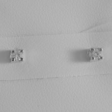 Load image into Gallery viewer, 18K WHITE GOLD MINI SQUARE EARRINGS DIAMOND DIAMONDS 0.10 CT, MADE IN ITALY
