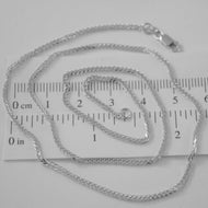 COLLAR DE CADENA DE ORO BLANCO MACIZO DE 18 QUILATES, 2 MM, ESLABONES CUADRADOS, 17,71 PULGADAS, HECHO EN ITALIA