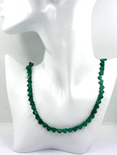 Load image into Gallery viewer, 18k yellow gold necklace 16&quot; with 7mm green natural malachite flat hearts
