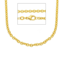 Load image into Gallery viewer, Solid 18k yellow gold rolo circles 3.5mm chain, 20 inches, lobster clasp
