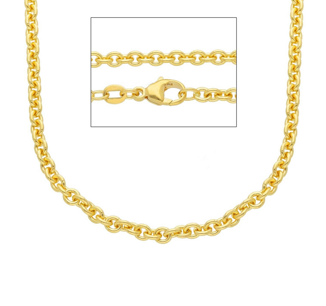 Solid 18k yellow gold rolo circles 3.5mm chain, 20 inches, lobster clasp