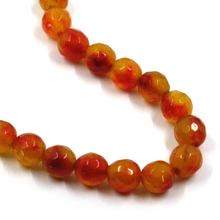 Load image into Gallery viewer, 18k yellow gold necklace 24&quot; orange maculate jade round faceted 6mm beads sphere
