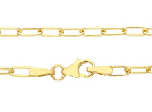 Load image into Gallery viewer, solid 18k yellow gold chain rounded tube oval paper clip 2x5mm link 20&quot; 50cm
