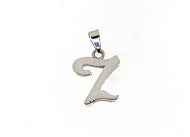 18K WHITE GOLD LUSTER PENDANT WITH INITIAL Z LETTER Z MADE IN ITALY 0.71 INCHES
