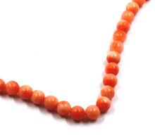 Load image into Gallery viewer, 18k yellow gold necklace 20&quot; with 5mm rose pink bamboo coral round beads spheres
