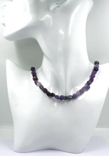 Load image into Gallery viewer, 18k yellow gold necklace 15&quot; with 8mm natural purple amethyst nuggets
