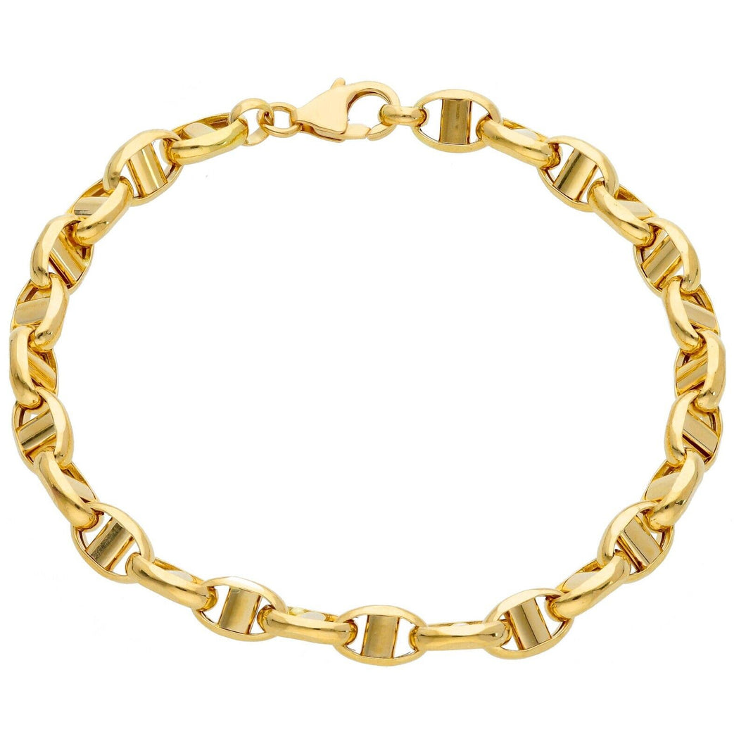 Pulsera náutica grande de oro amarillo de 18 quilates con ancla ovalada de 6,7 mm y 8,3