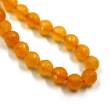 Cargar imagen en el visor de la galería, Pulsera de oro amarillo de 18 quilates de 18,1 cm con esferas de jade naranja facetadas de 6 mm.

