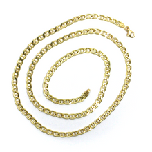 Load image into Gallery viewer, 18K YELLOW GOLD CHAIN FLAT BOAT MARINER OVAL NAUTICAL LINK 4.5mm, 60 cm, 24&quot;
