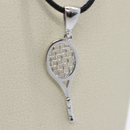 COLGANTE DE RAQUETA DE TENIS DE ORO BLANCO DE 18 QUILATES, CHARM, 20 mm, 0,8 pulgadas, HECHO EN ITALIA