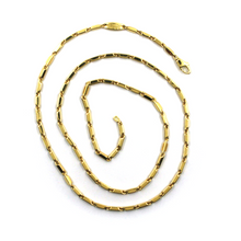 Load image into Gallery viewer, 18k yellow gold chain oval triangular 2.2x7mm rounded tubes links, 60cm 24&quot;
