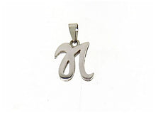 Load image into Gallery viewer, 18K WHITE GOLD LUSTER PENDANT WITH INITIAL N LETTER  N MADE IN ITALY 0.71 INCHES
