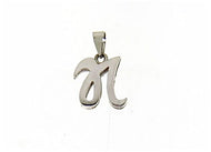18K WHITE GOLD LUSTER PENDANT WITH INITIAL N LETTER  N MADE IN ITALY 0.71 INCHES