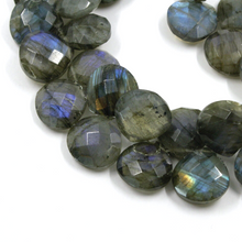 Load image into Gallery viewer, 18k yellow gold beaded bracelet 7.9&quot; 20cm faceted big labradorite 15mm drops
