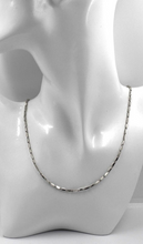 Load image into Gallery viewer, 18k white gold chain oval triangular 2.2x7mm rounded tubes links, 45cm 18&quot;
