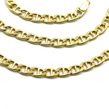 Load image into Gallery viewer, 18K YELLOW GOLD CHAIN FLAT BOAT MARINER OVAL NAUTICAL LINK 3.5mm, 50 cm, 20&quot;
