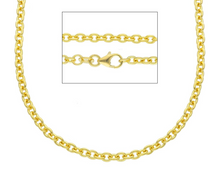Load image into Gallery viewer, Solid 18k yellow gold rolo circles 3mm chain, 18 inches, lobster clasp
