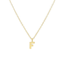 Load image into Gallery viewer, 18k yellow gold rolo thin 16&quot; necklace with small 5mm letter initial F
