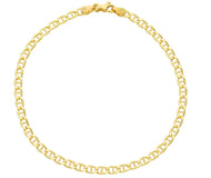 18K YELLOW GOLD BRACELET FLAT BOAT MARINER OVAL NAUTICAL 3.5mm LINK, 8.3