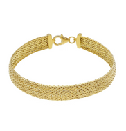 18k yellow gold multi-strand 4 spiga wheat wires braided bracelet 8mm wide, 7.5