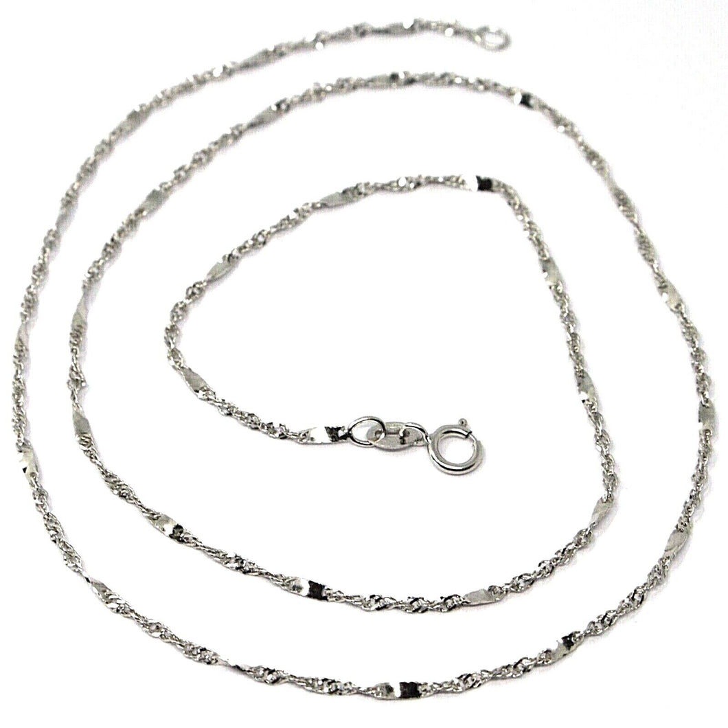 18K WHITE GOLD CHAIN, 1.5 MM SINGAPORE ROPE SPIRAL ALTERNATE LINK, 19.7 INCHES