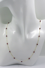 Load image into Gallery viewer, 18k yellow gold 18&quot; rolo oval necklace alternate with 3mm faceted red ruby
