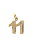 18K YELLOW GOLD NUMBER 11 ELEVEN PENDANT CHARM, 0.7 INCHES, 17 MM, MADE IN ITALY