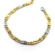 solid 18k yellow white gold bracelet rectangles and ovals alternate flat 5mm