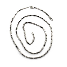 Load image into Gallery viewer, 18k white gold chain oval triangular 2.2x7mm rounded tubes links, 50cm 20&quot;
