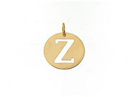 18K YELLOW GOLD LUSTER ROUND MEDAL WITH LETTER Z DIAMETER 0.5 IN