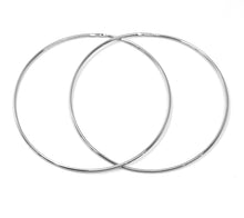 Load image into Gallery viewer, 18K WHITE GOLD ROUND CIRCLE HOOP EARRINGS DIAMETER 60 MM x 1 MM, MADE IN ITALY
