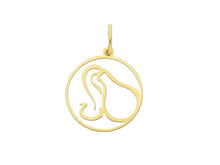 Load image into Gallery viewer, 18k yellow gold zodiac sign round small 15mm flat pendant, zodiacal, aquarius
