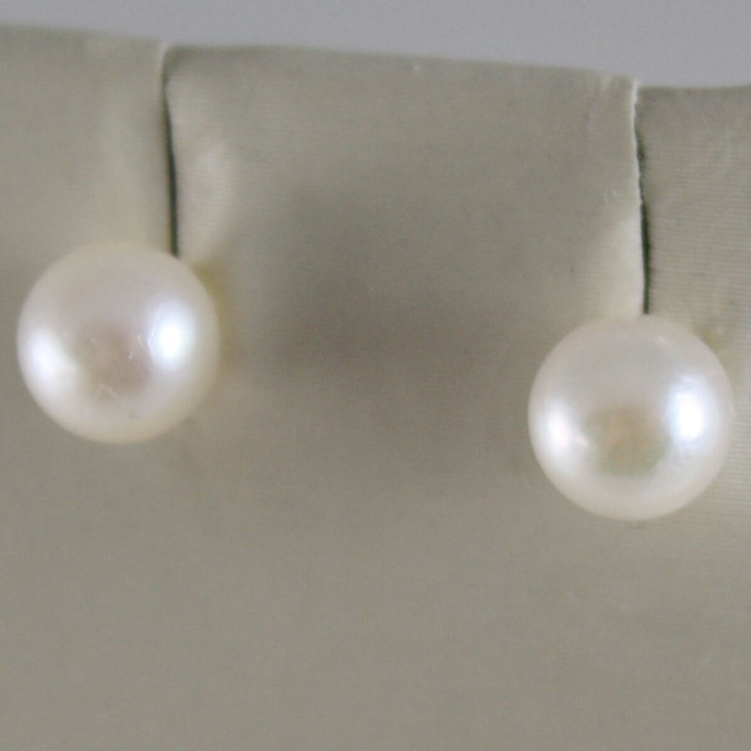 SOLID 18K WHITE GOLD EARRINGS WITH AKOYA PEARLS 6 MM, MADE IN ITALY