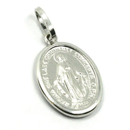 MEDALLA MILAGROSA VIRGEN MARÍA MADONNA ORO BLANCO 18K, 1,6 CM, 0,63 PULGADAS 
