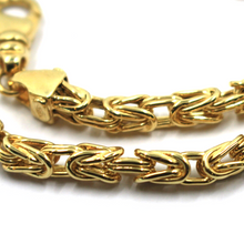 Load image into Gallery viewer, 18k yellow gold squared tubular 4.1mm byzantine chain necklace, 60cm 24&quot; hollow
