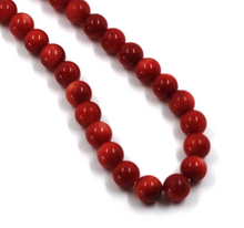 Load image into Gallery viewer, 18k yellow gold bracelet 7.9&quot;, red bamboo coral round 5mm beads spheres balls
