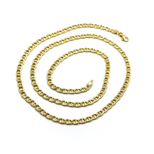 Load image into Gallery viewer, 18K YELLOW GOLD CHAIN FLAT BOAT MARINER OVAL NAUTICAL LINK 3.5mm, 50 cm, 20&quot;
