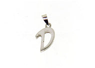 18K WHITE GOLD LUSTER PENDANT WITH INITIAL D LETTER D MADE IN ITALY 0.71 INCHES