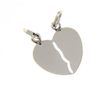 Load image into Gallery viewer, 18K WHITE GOLD DOUBLE BROKEN HEART PENDANT CHARM ENGRAVABLE 27 mm MADE IN ITALY
