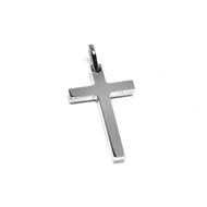 SOLID 18K WHITE GOLD SMALL CROSS 18mm, SQUARED, SMOOTH, 2mm THICK MADE IN ITALY