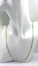 Load image into Gallery viewer, 18k yellow white gold chain oval triangular 2.2x7mm rounded tubes links 60cm 24&quot;
