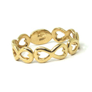 SOLID 18K YELLOW GOLD RING, INFINITY INFINITE ROW, SMOOTH, MADE IN ITALY