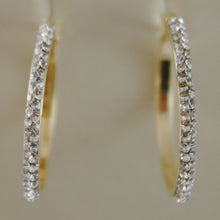 Load image into Gallery viewer, SOLID 18K YELLOW GOLD CIRCLE HOOP EARRINGS WITH ZIRCONIA LUMINOUS
