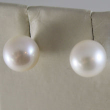 Load image into Gallery viewer, SOLID 18K WHITE OR YELLOW GOLD EARRINGS WITH PEARL PEARLS 8.5 MM, MADE IN ITALY
