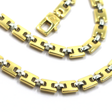 Load image into Gallery viewer, solid 18k yellow white gold chain square cubes ovals alternate flat 5.7mm, 24&quot;
