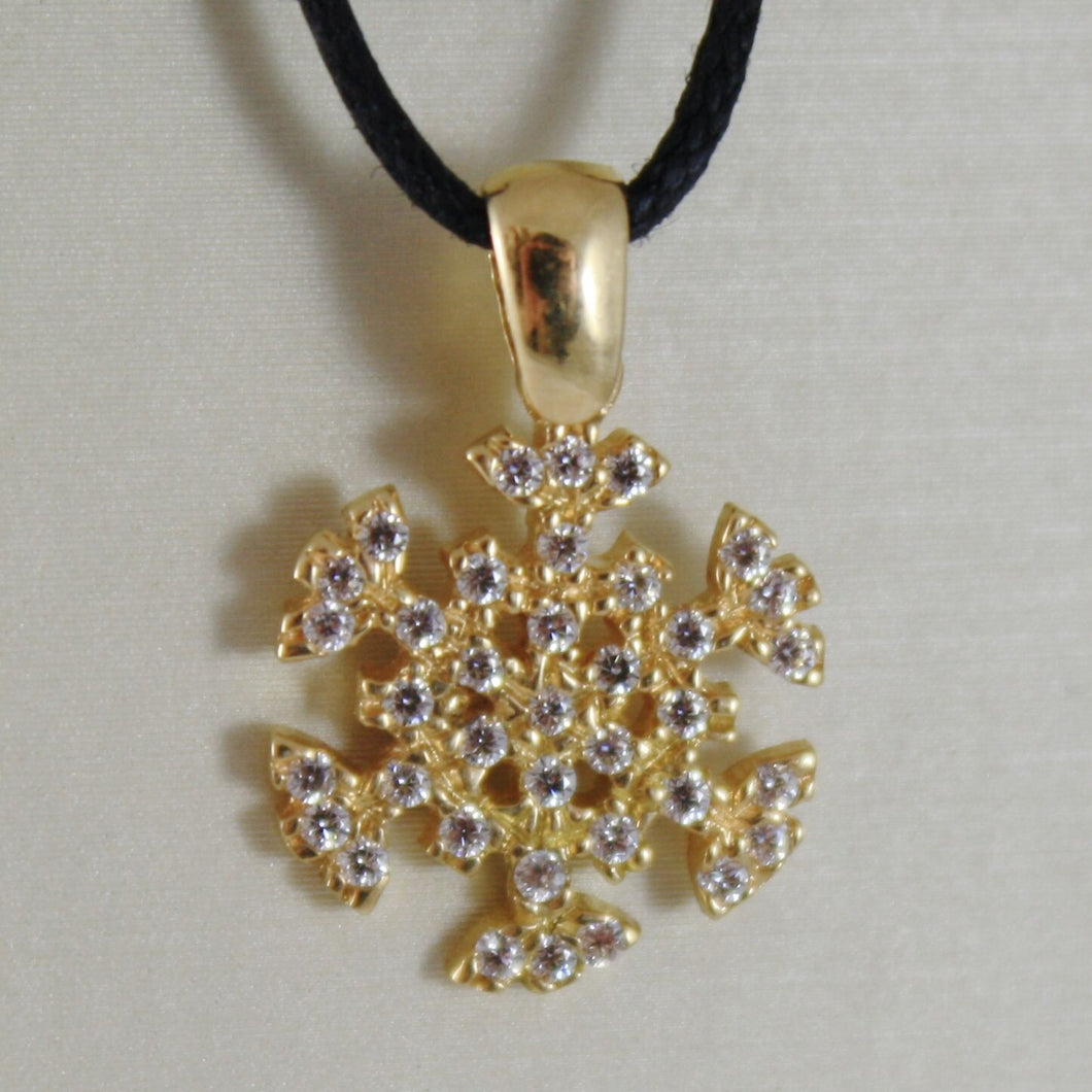 18K YELLOW GOLD SNOWFLAKE PENDANT 19 MM, 0.75 INCHES, ZIRCONIA