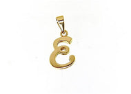 18K YELLOW GOLD LUSTER PENDANT WITH INITIAL E LETTER E MADE IN ITALY 0.71 INCHES