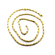18k yellow gold chain oval triangular 2.2x7mm rounded tubes links, 50cm 20